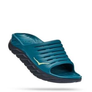 Hoka One One ORA Recovery Blue Black Slides Size 10